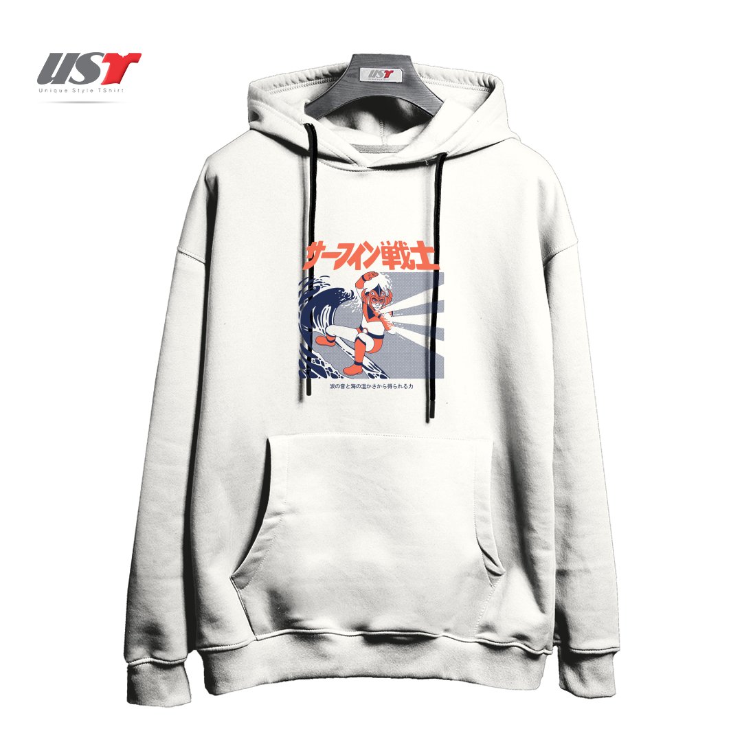 طرح Wave Warrior هودی اورسایزرنگ سفید