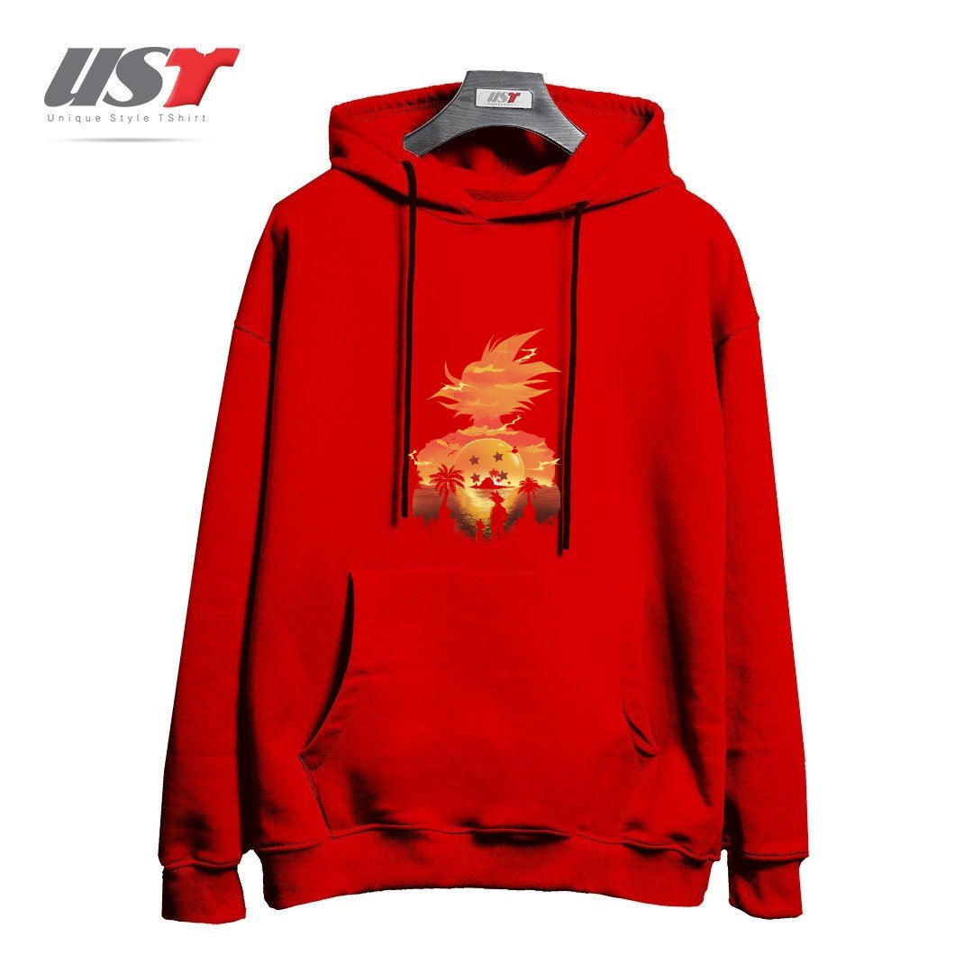 طرح Ukiyo e Super Saiyan هودی اورسایزرنگ قرمز