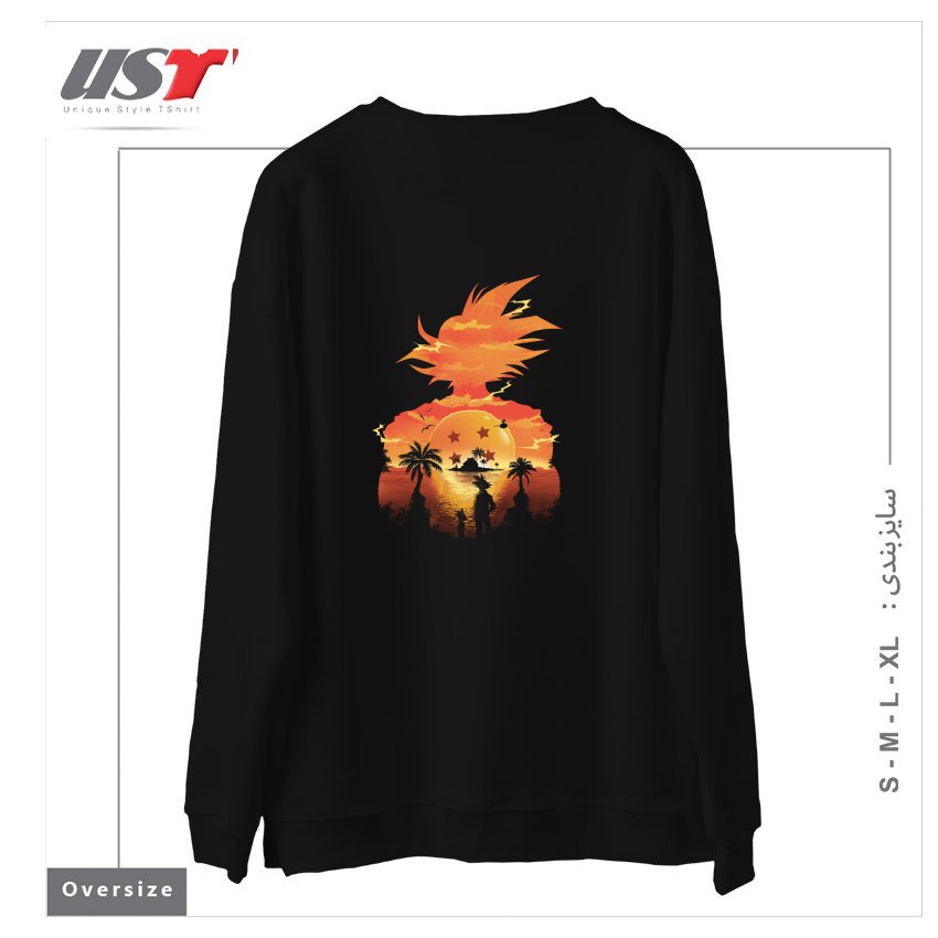 طرح Ukiyo e Super Saiyan سوییشرت اورسایزرنگ مشکی