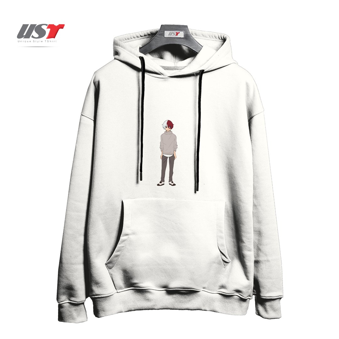 طرح Todoroki Shouto هودی اورسایزرنگ سفید