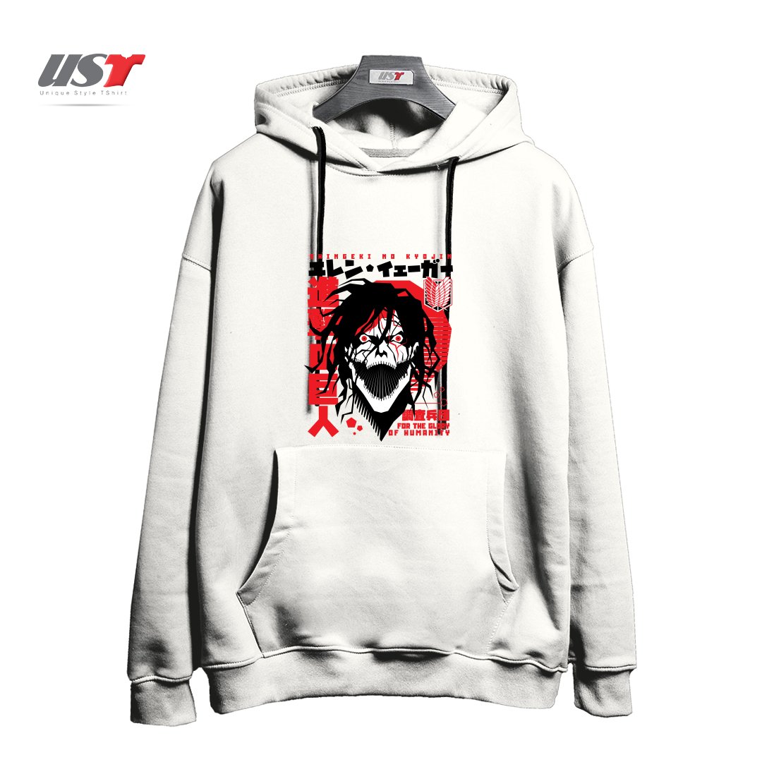 طرح titan هودی اورسایزرنگ سفید