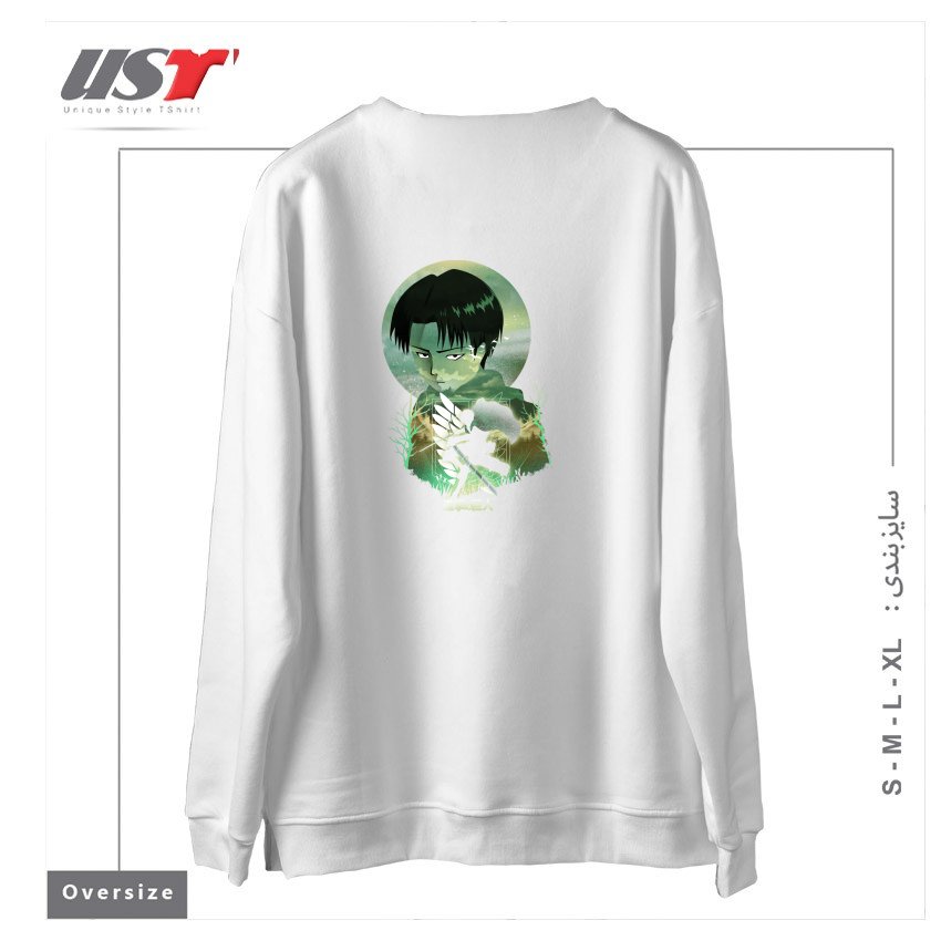 طرح titan 2 سوییشرت اورسایزرنگ سفید