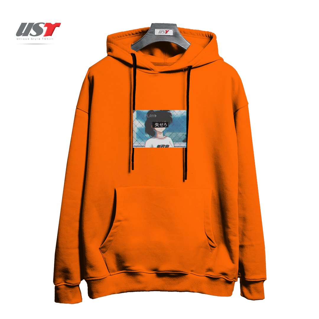 طرح Anime Aesthetic هودی اورسایزرنگ نارنجی