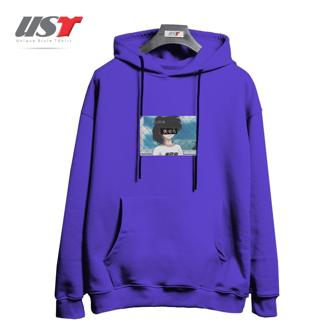 طرح Anime Aesthetic هودی اورسایزرنگ بنفش