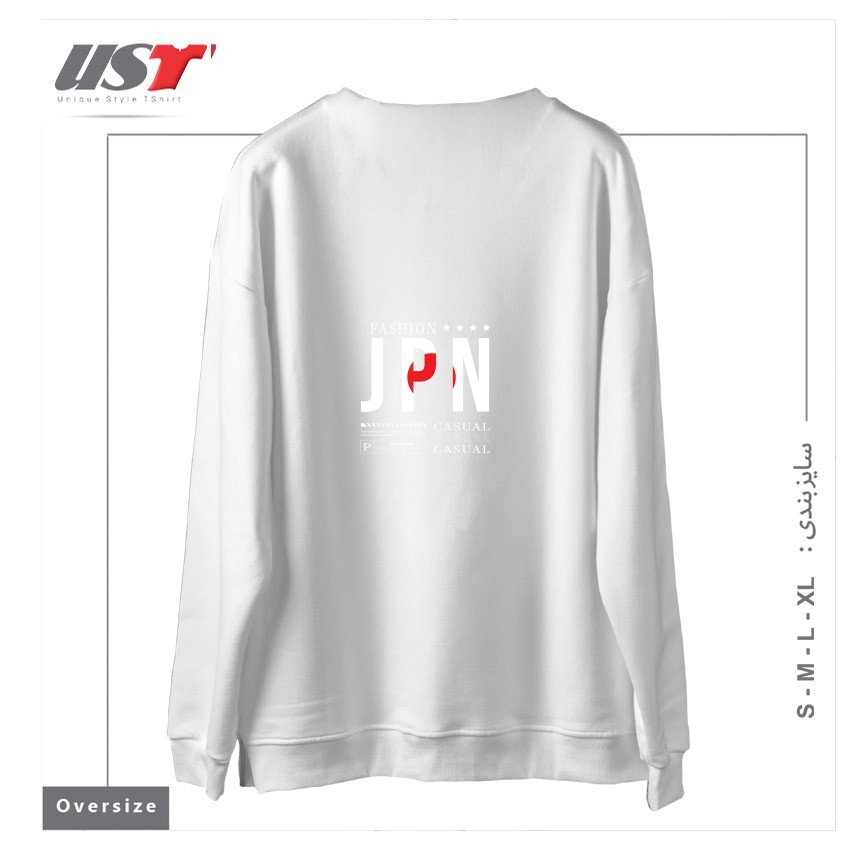 طرح typography 5 سوییشرت اورسایزرنگ سفید