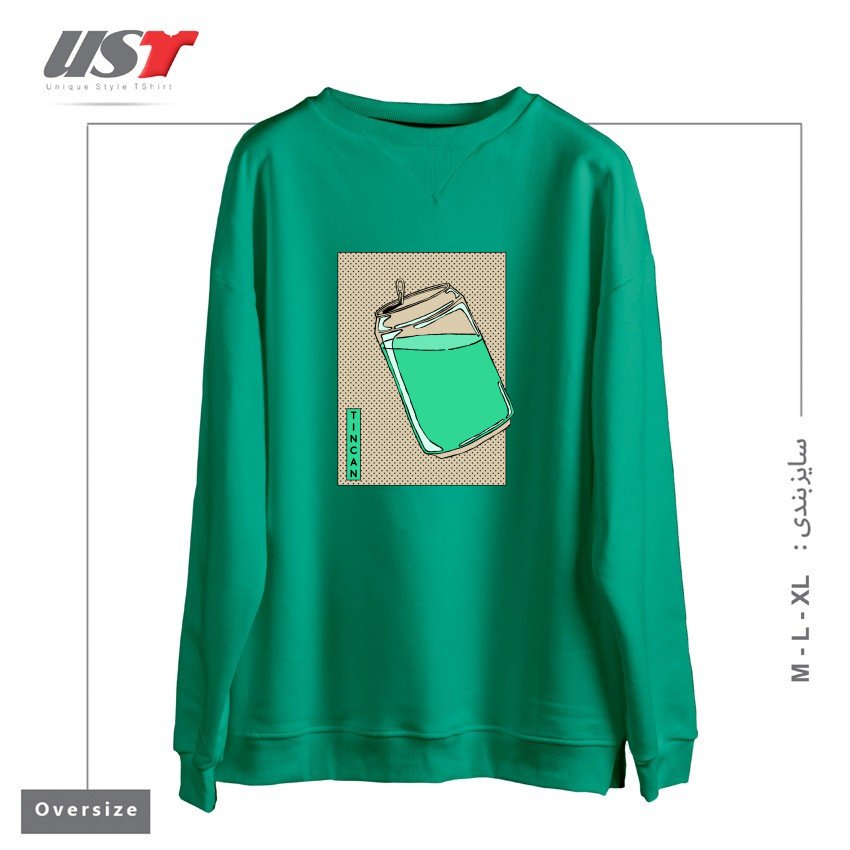 سوییشرت اورسایز طرح Tin Can Green Drink Vintage Poster Artwork