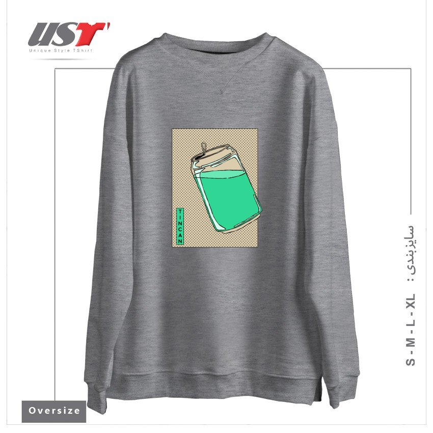 سوییشرت اورسایز طرح Tin Can Green Drink Vintage Poster Artwork