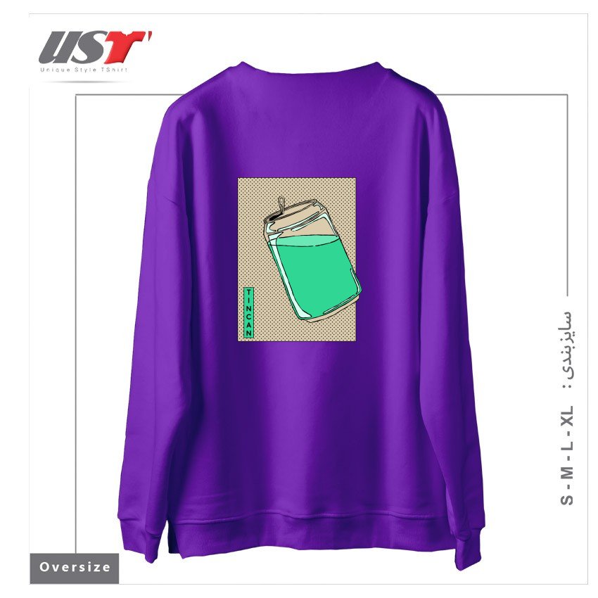 طرح Tin Can Green Drink Vintage Poster Artwork سوییشرت اورسایزرنگ بنفش