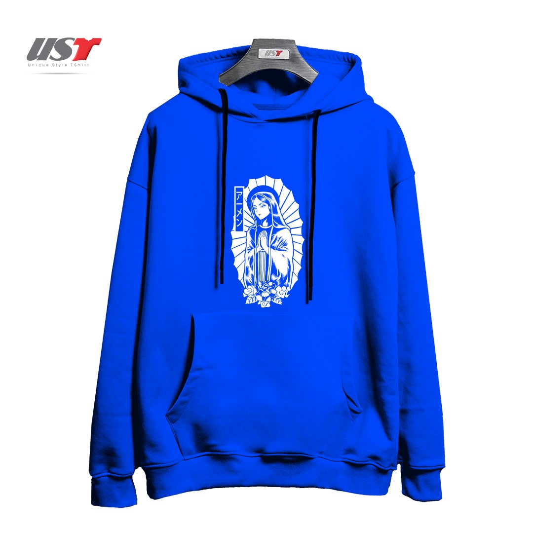 طرح Manga Mary هودی اورسایزرنگ آبی شالی