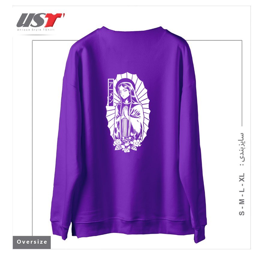 طرح Manga Mary سوییشرت اورسایزرنگ بنفش