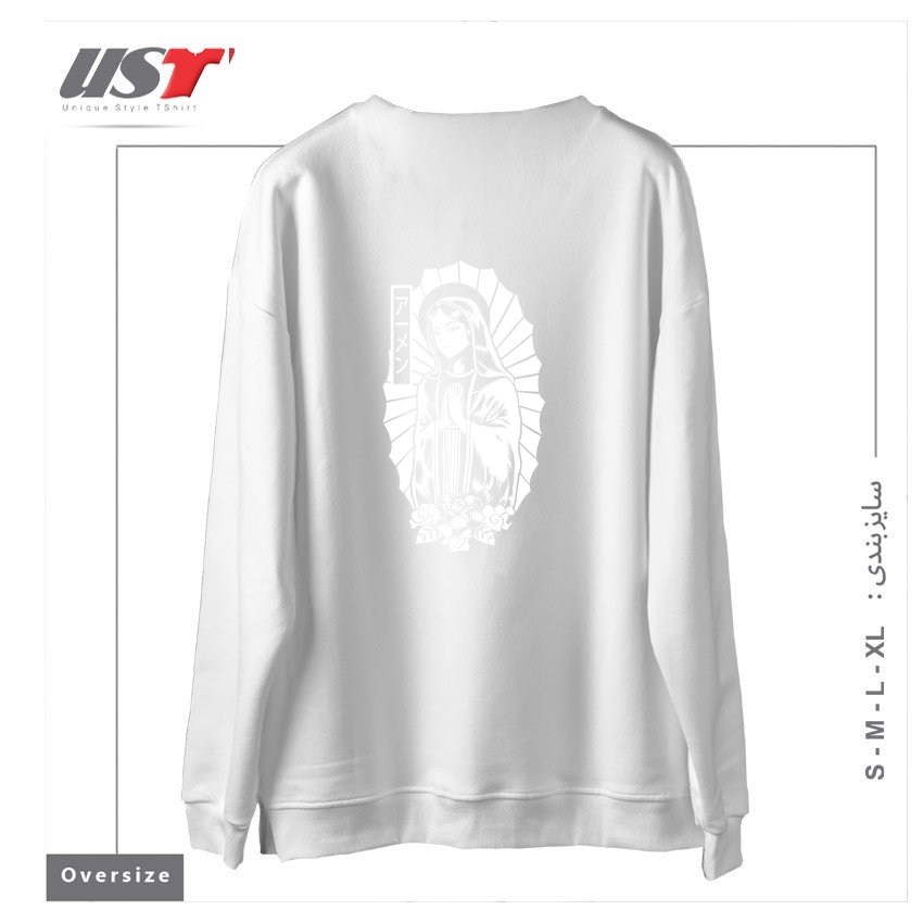 طرح Manga Mary سوییشرت اورسایزرنگ سفید
