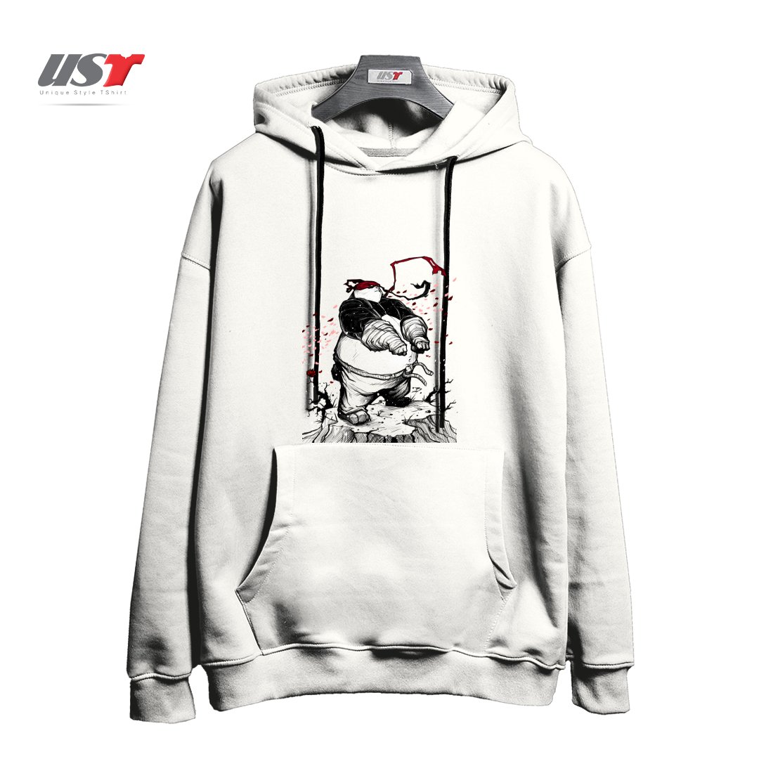 طرح Ninja Panda هودی اورسایزرنگ سفید