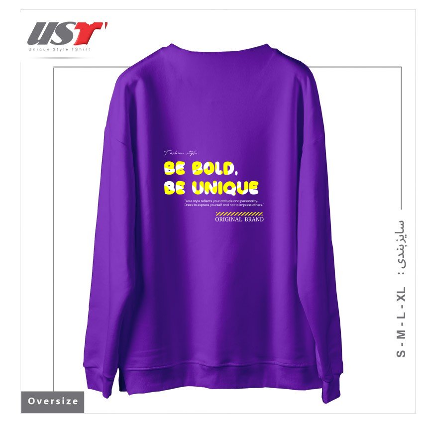 طرح typography 6 سوییشرت اورسایزرنگ بنفش