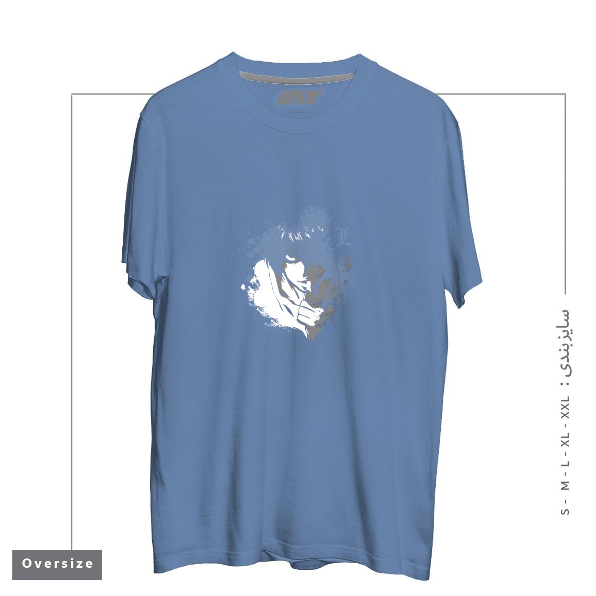 طرح The Detective تیشرت اورسایزرنگ آبی نفتی