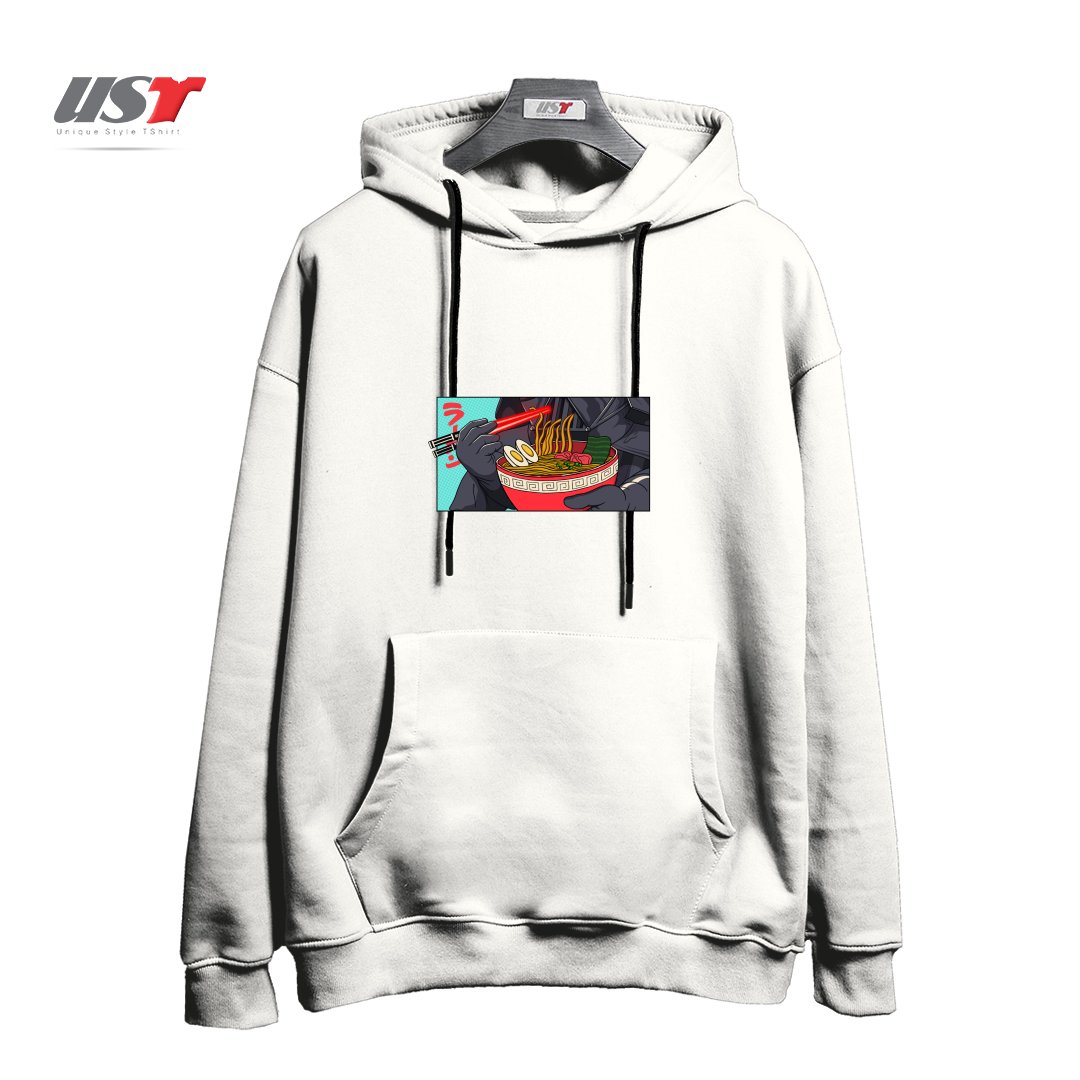 طرح DARTH RAMEN EXTRA SPICE هودی اورسایزرنگ سفید