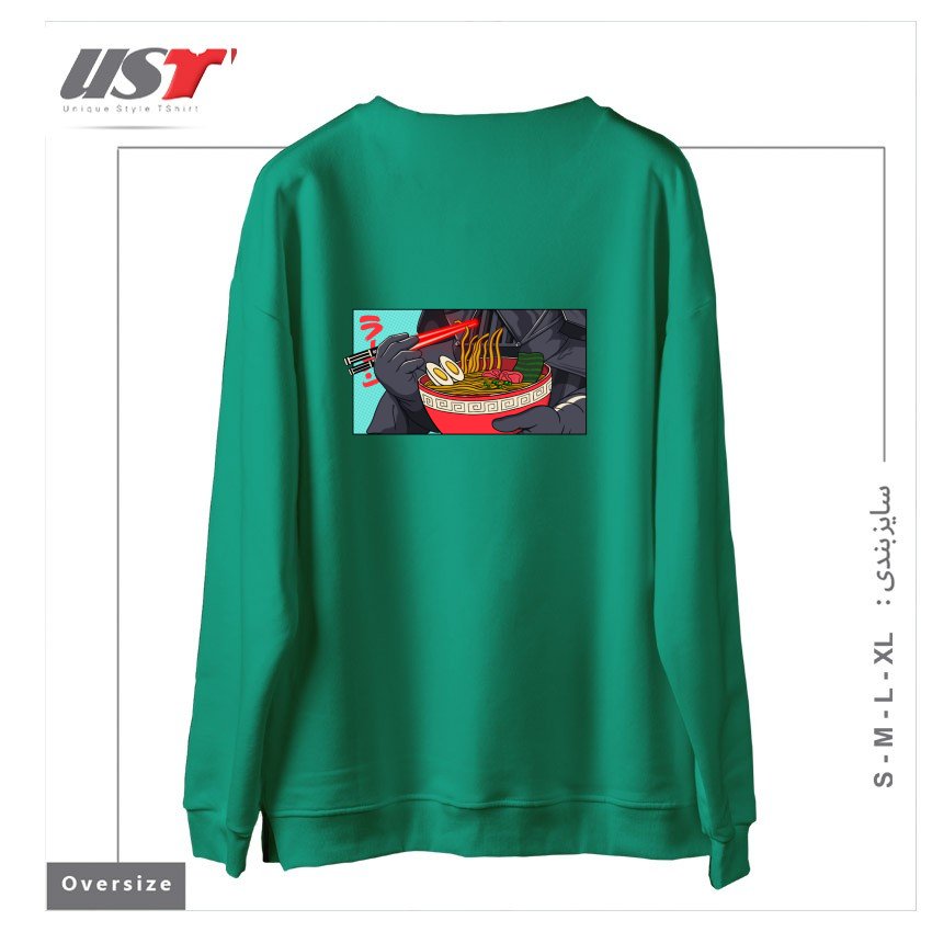 طرح DARTH RAMEN EXTRA SPICE سوییشرت اورسایزرنگ سبز سدری