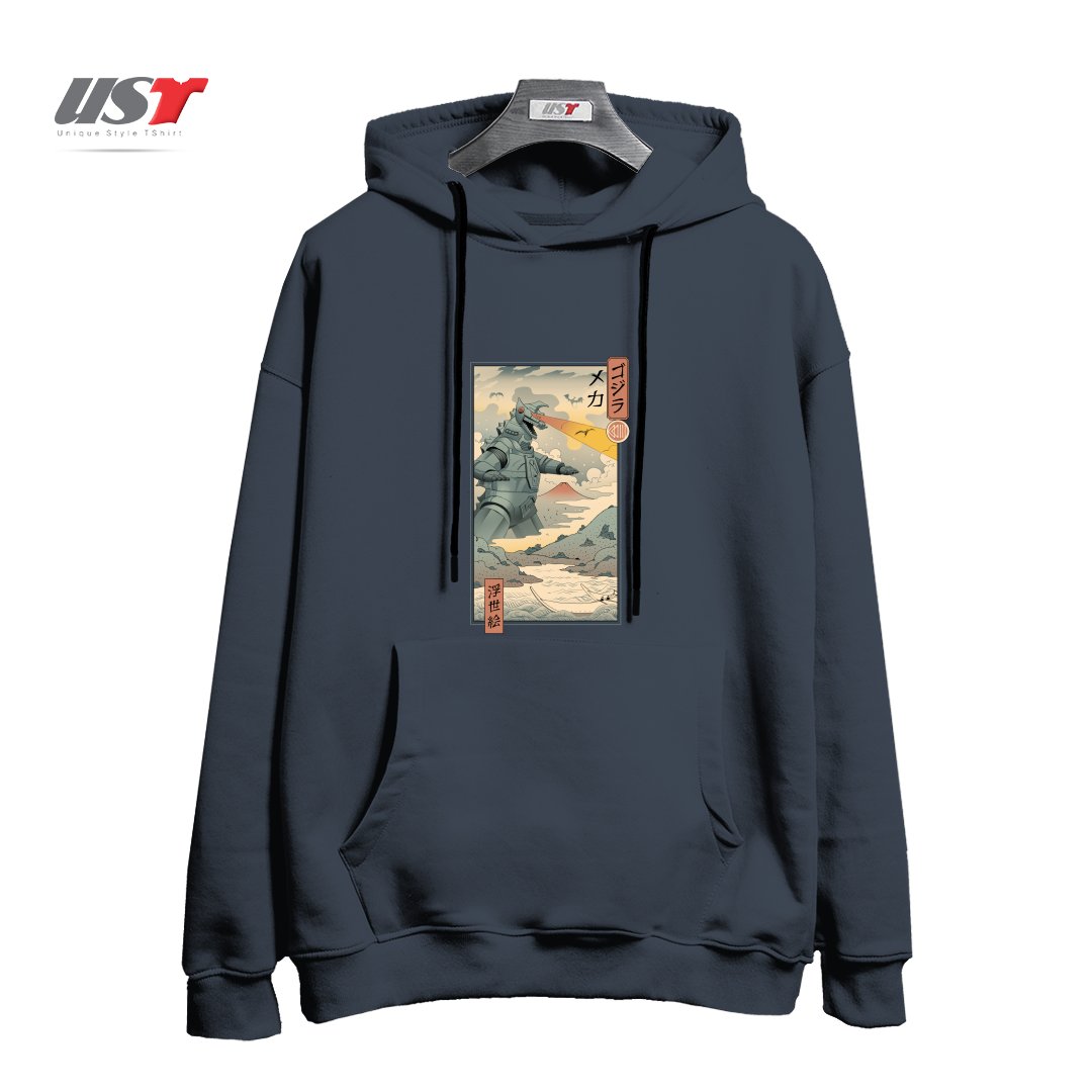 طرح Mecha Kaiju Ukiyo-e هودی اورسایزرنگ دودی