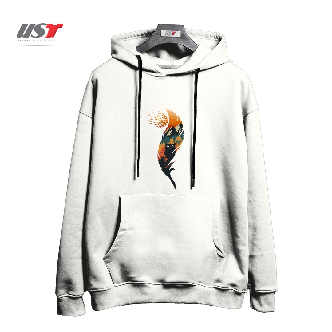 طرح گربه CAT هودی اورسایزرنگ سفید