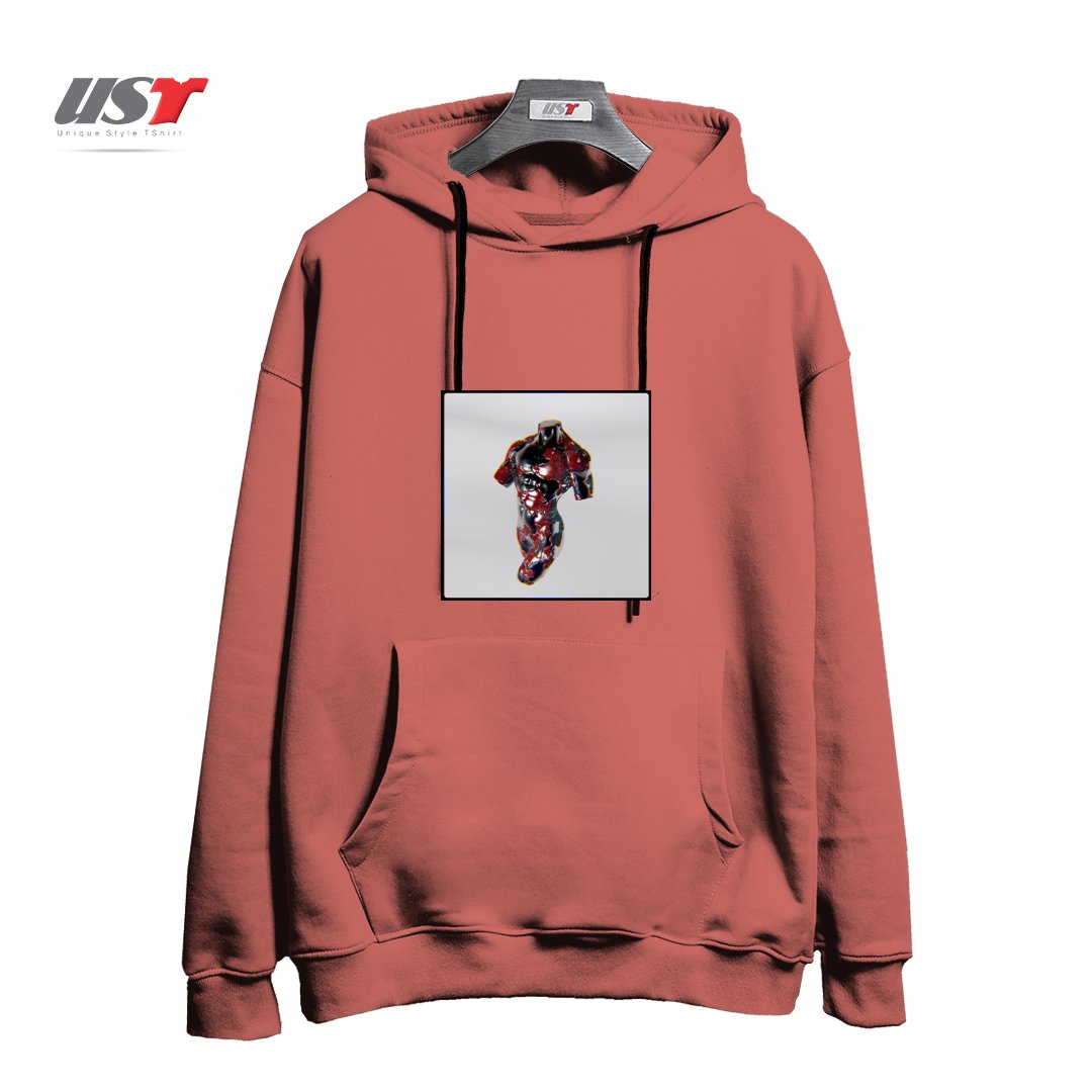 طرح 3D Metalic Body هودی اورسایزرنگ آجری