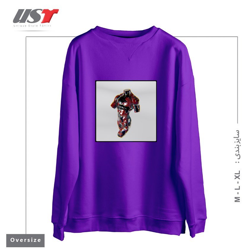 سوییشرت اورسایز طرح 3D Metalic Body
