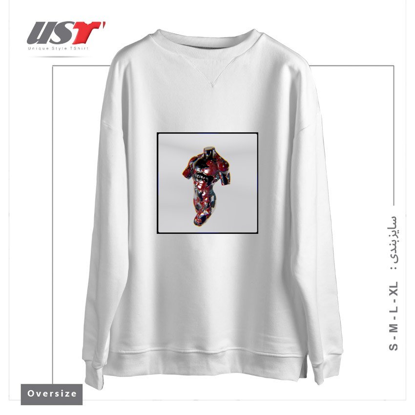 سوییشرت اورسایز طرح 3D Metalic Body
