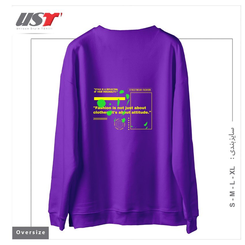 طرح typography 8 سوییشرت اورسایزرنگ بنفش