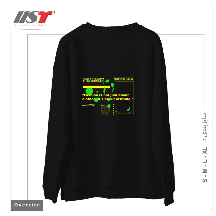 طرح typography 8 سوییشرت اورسایزرنگ مشکی