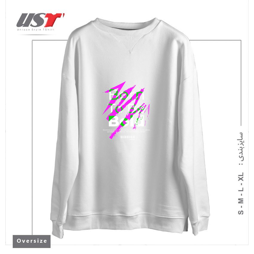 طرح typography 9 سوییشرت اورسایزرنگ سفید