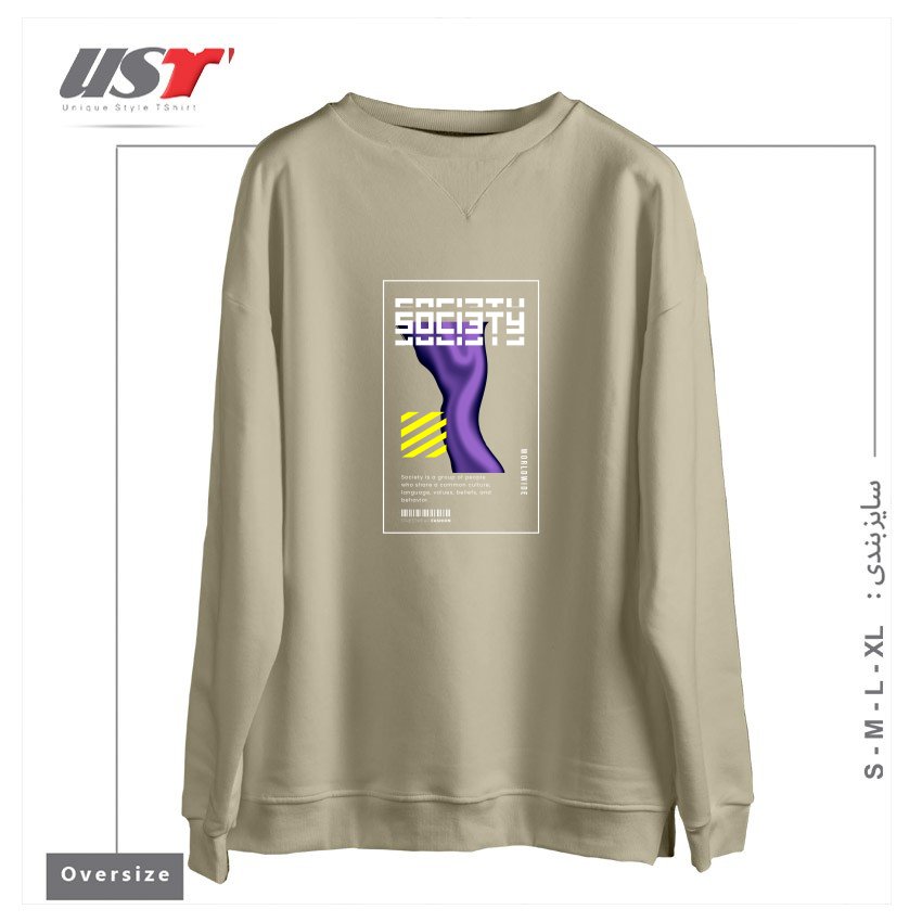 طرح typography 10 سوییشرت اورسایزرنگ نخودی