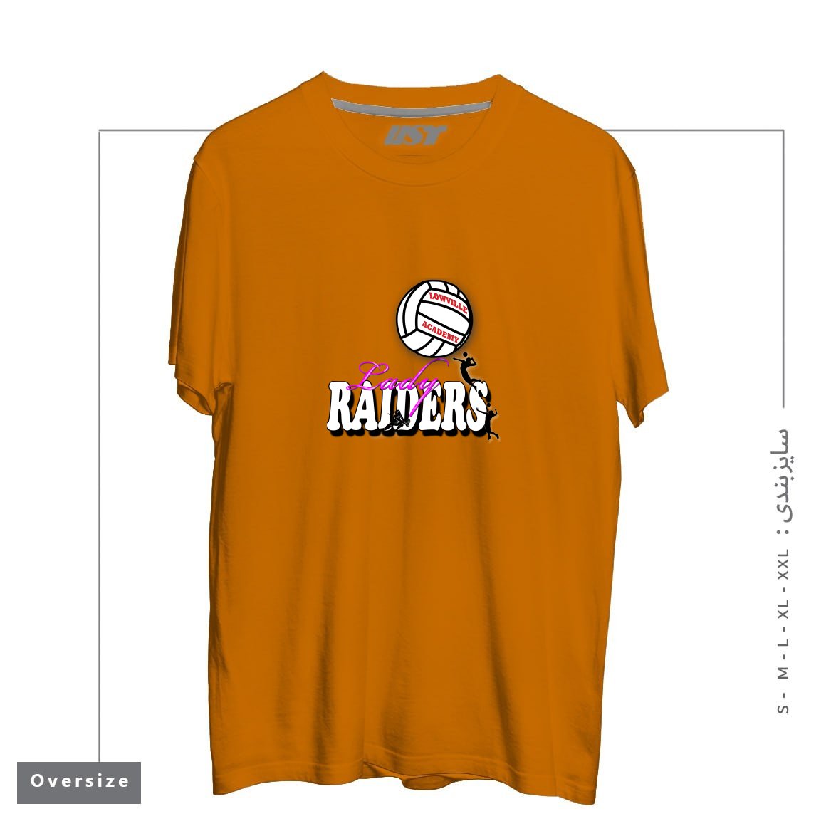 طرح LOWVILLE ACADEMY LADY RAIDERS VOLLEYBALL تیشرت اورسایزرنگ پرتغالی