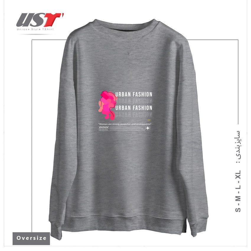 طرح typography 11 سوییشرت اورسایزرنگ طوسی ملانژ