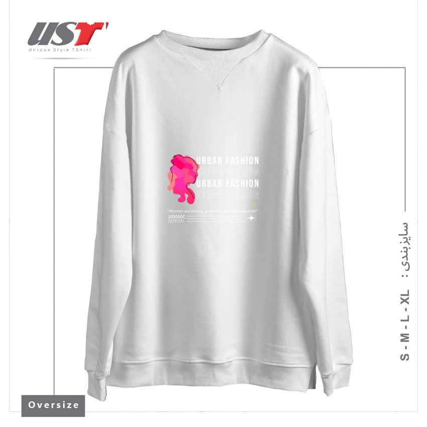 طرح typography 11 سوییشرت اورسایزرنگ سفید