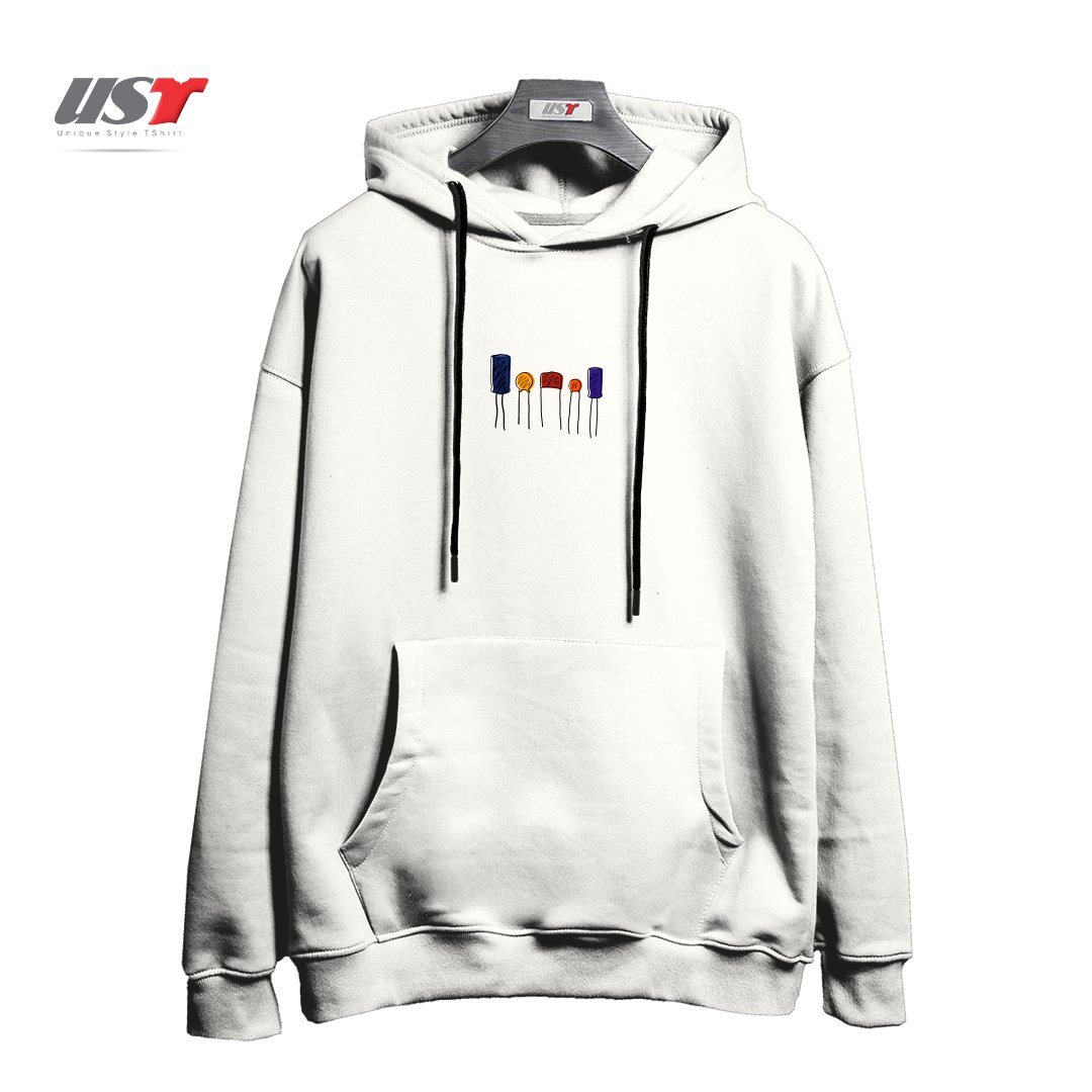 طرح CAPACITORS - COLOR هودی اورسایزرنگ سفید