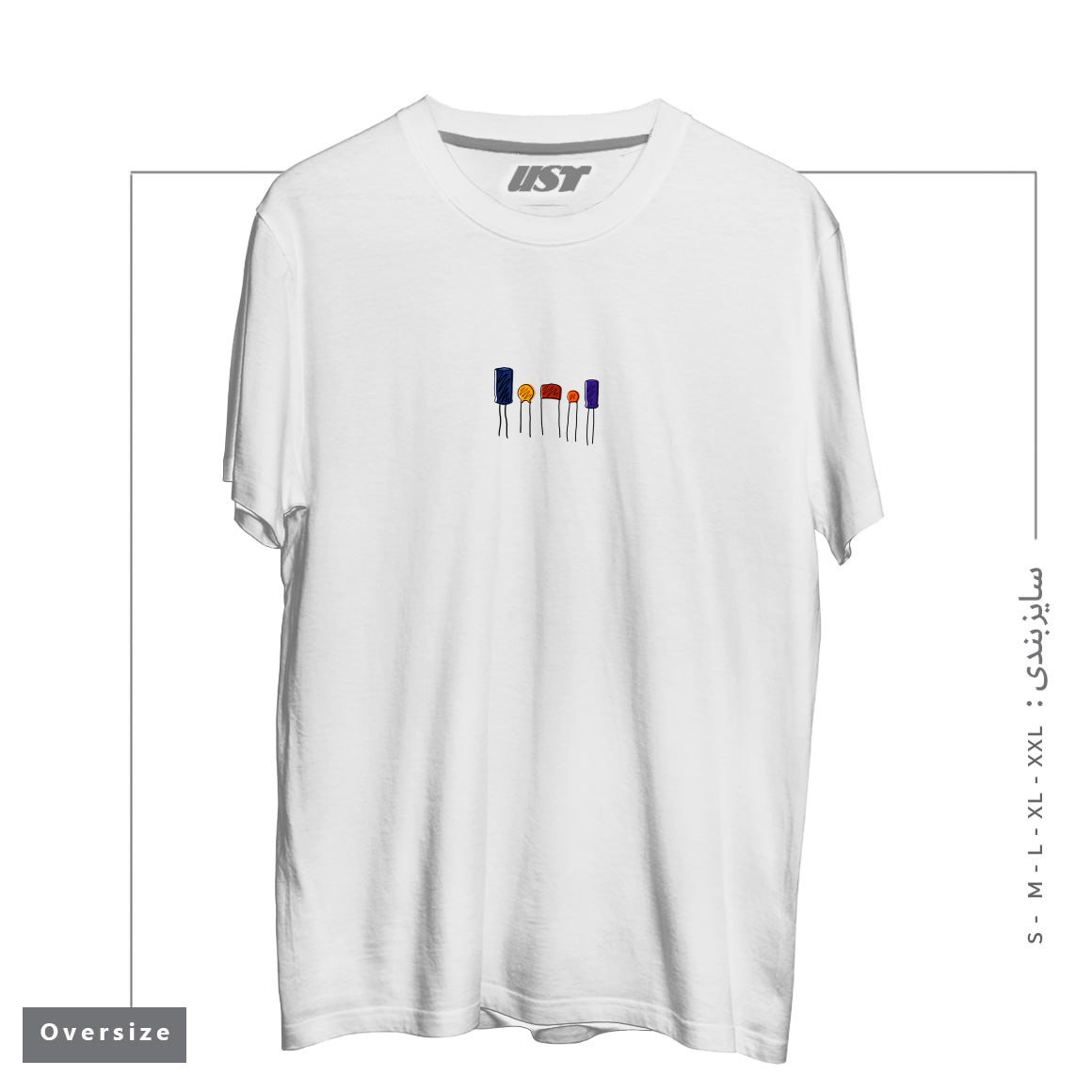 طرح CAPACITORS - COLOR تیشرت اورسایزرنگ سفید