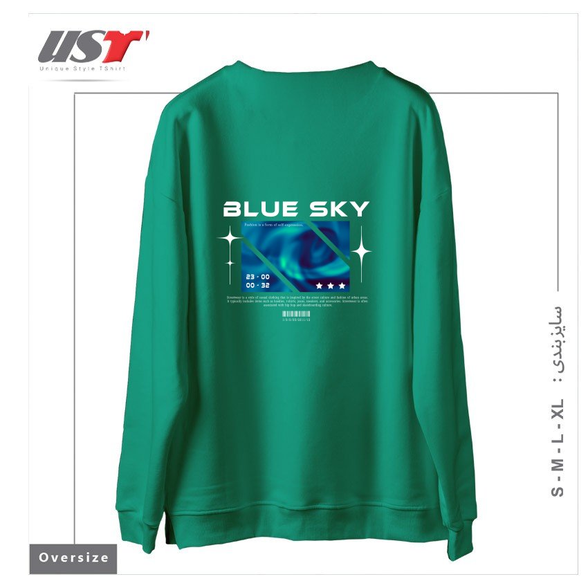 طرح typography 12 سوییشرت اورسایزرنگ سبز سدری