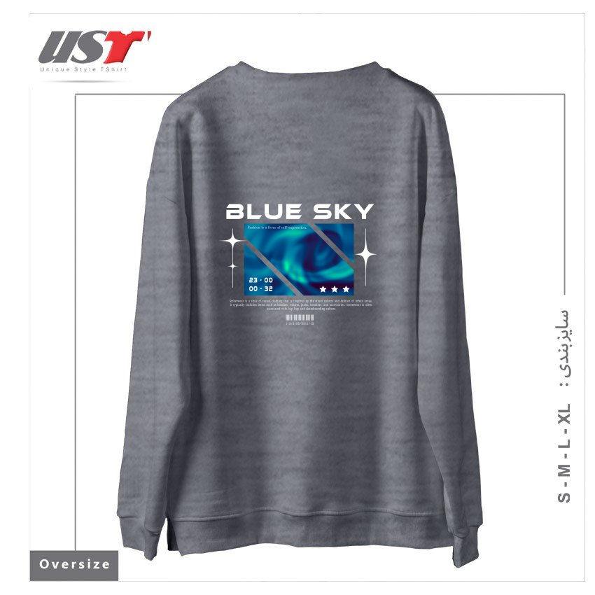 طرح typography 12 سوییشرت اورسایزرنگ طوسی ملانژ