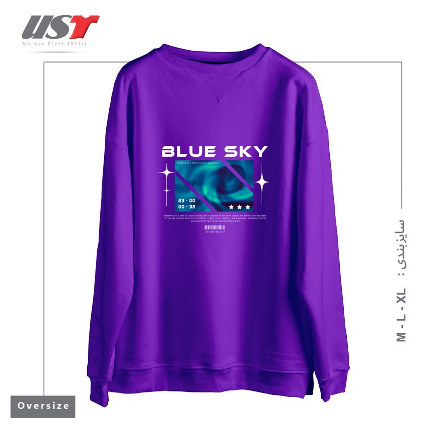 طرح typography 12 سوییشرت اورسایزرنگ بنفش