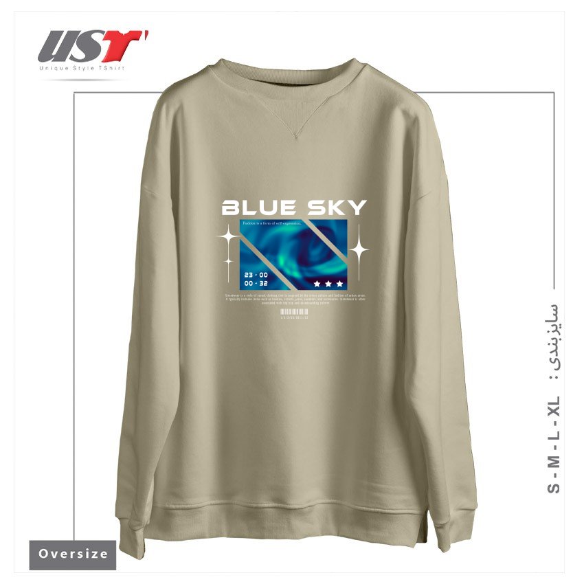 طرح typography 12 سوییشرت اورسایزرنگ نخودی