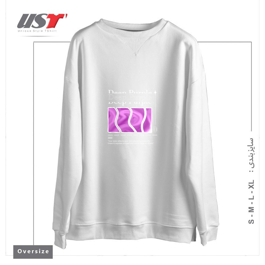 طرح typography 13 سوییشرت اورسایزرنگ سفید