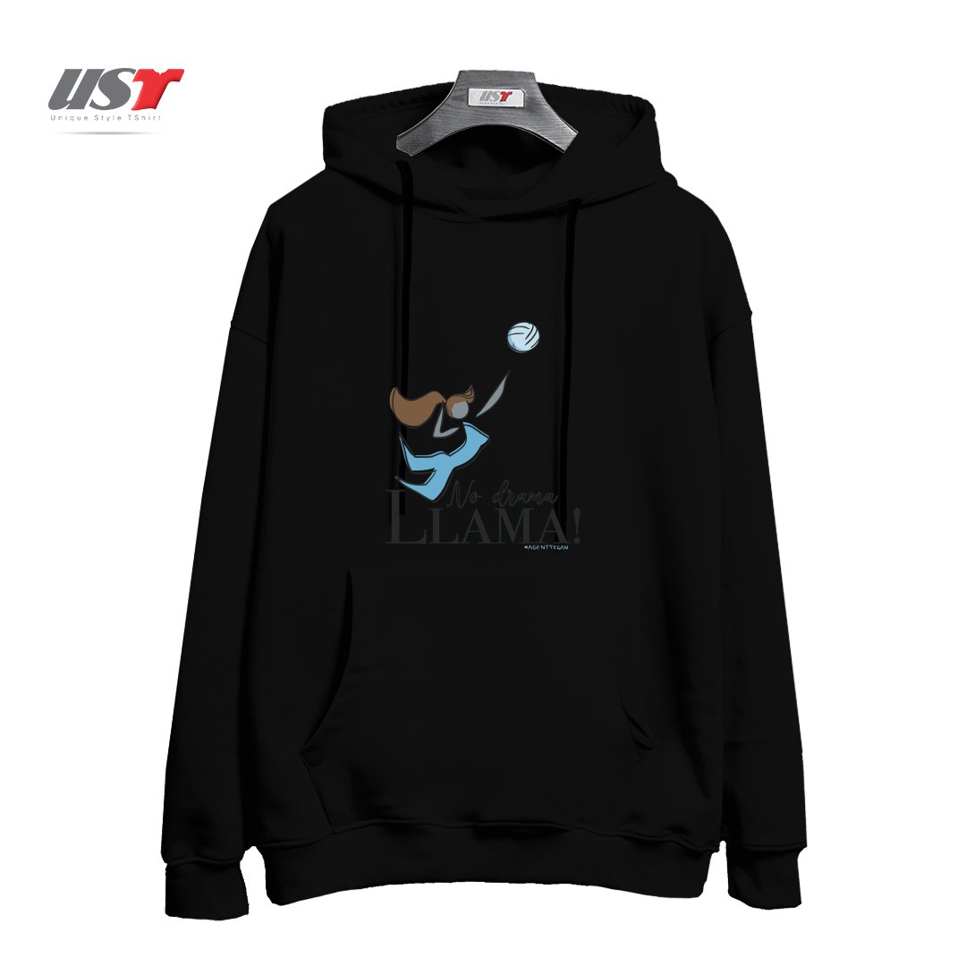 طرح NO DRAMA LLAMA هودی اورسایزرنگ مشکی