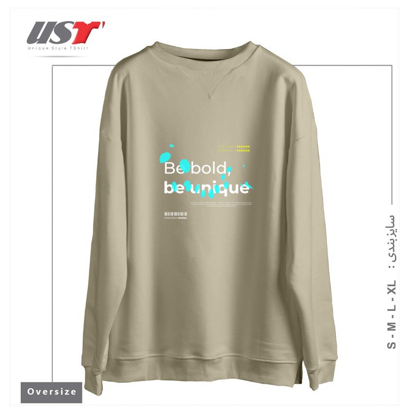 طرح typography 15 سوییشرت اورسایزرنگ نخودی