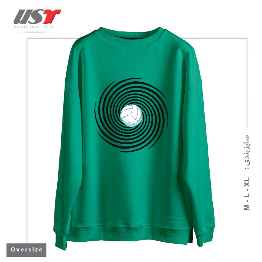 طرح SPIRAL VOLLEYBALL 1 سوییشرت اورسایزرنگ سبز سدری