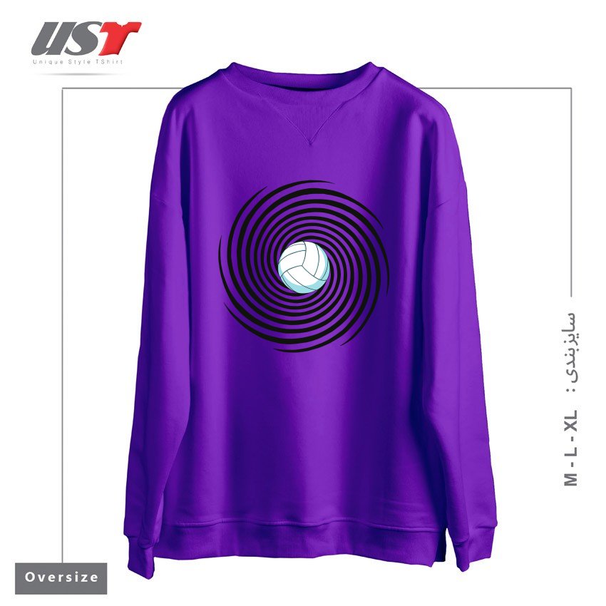 طرح SPIRAL VOLLEYBALL 1 سوییشرت اورسایزرنگ بنفش