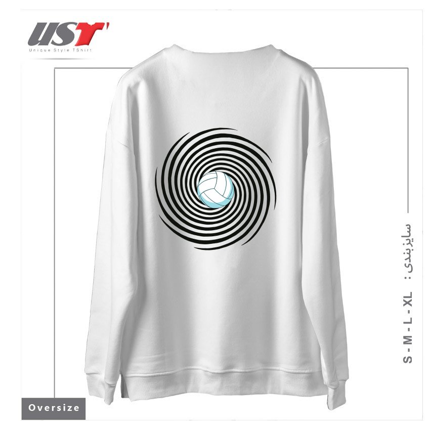 طرح SPIRAL VOLLEYBALL 1 سوییشرت اورسایزرنگ سفید