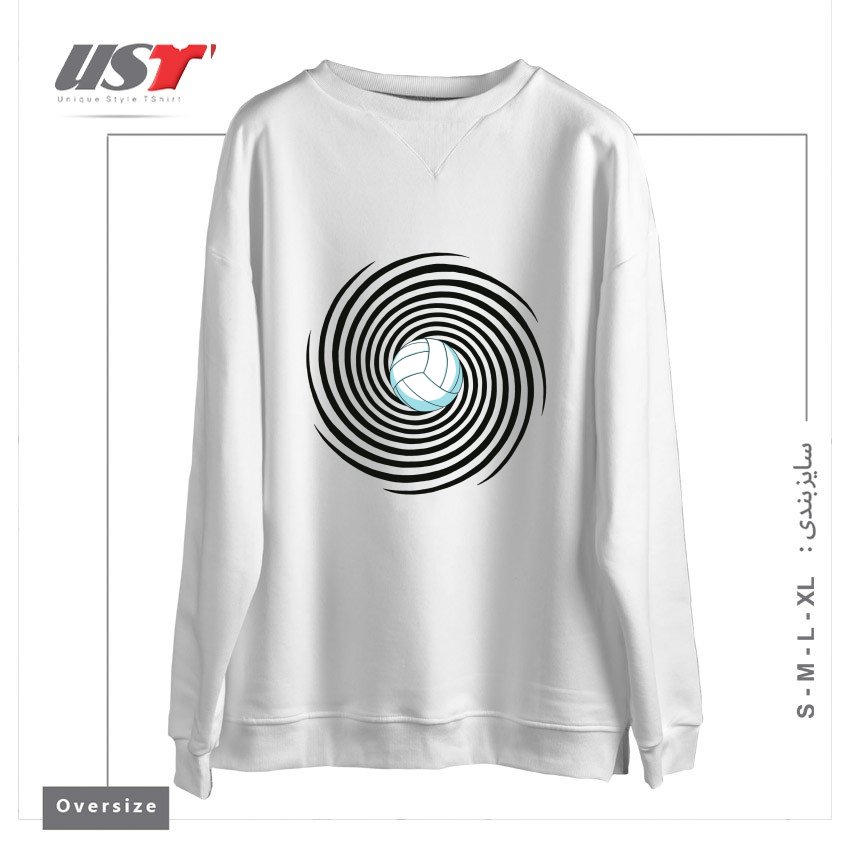 طرح SPIRAL VOLLEYBALL 1 سوییشرت اورسایزرنگ سفید