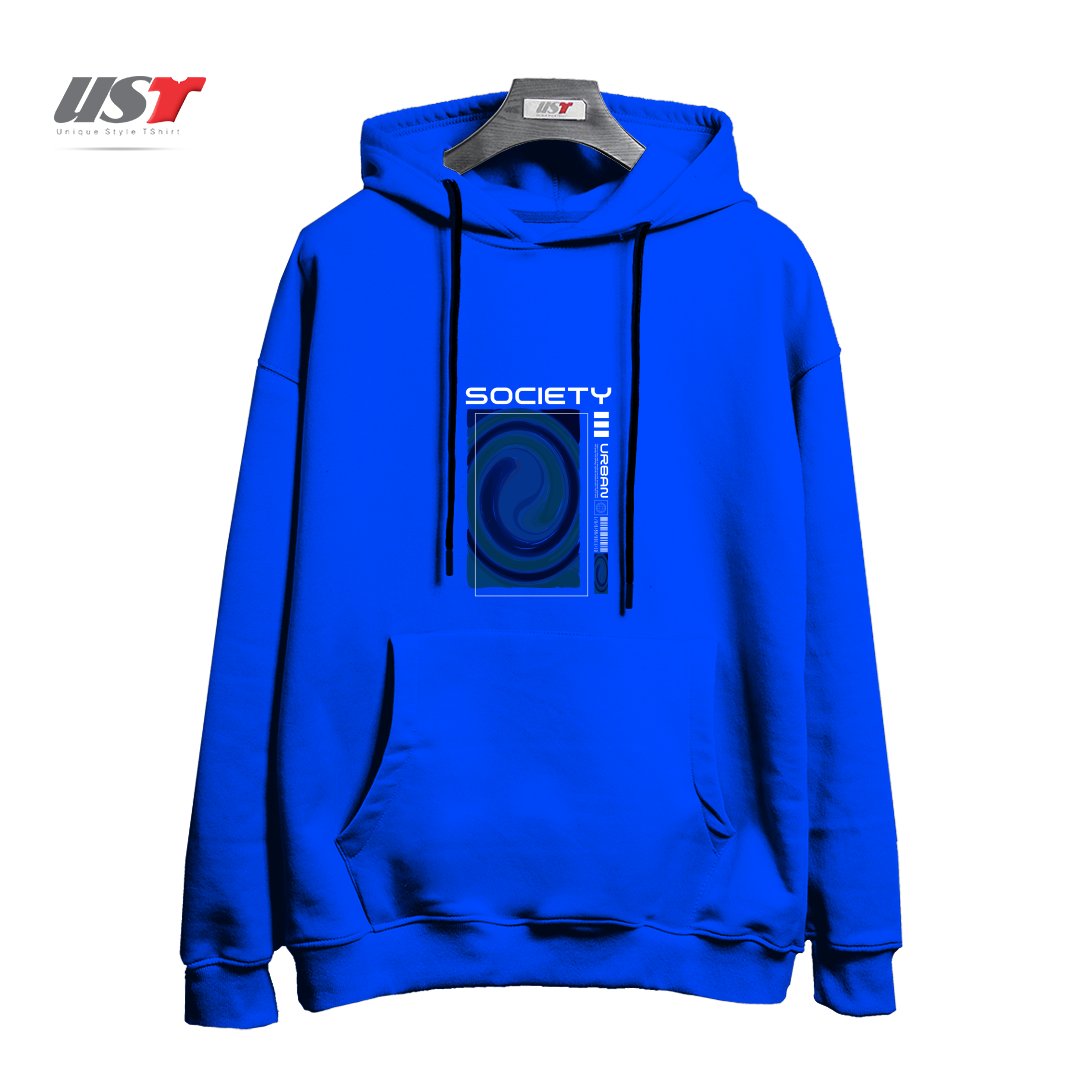 طرح typography 17 هودی اورسایزرنگ آبی شالی