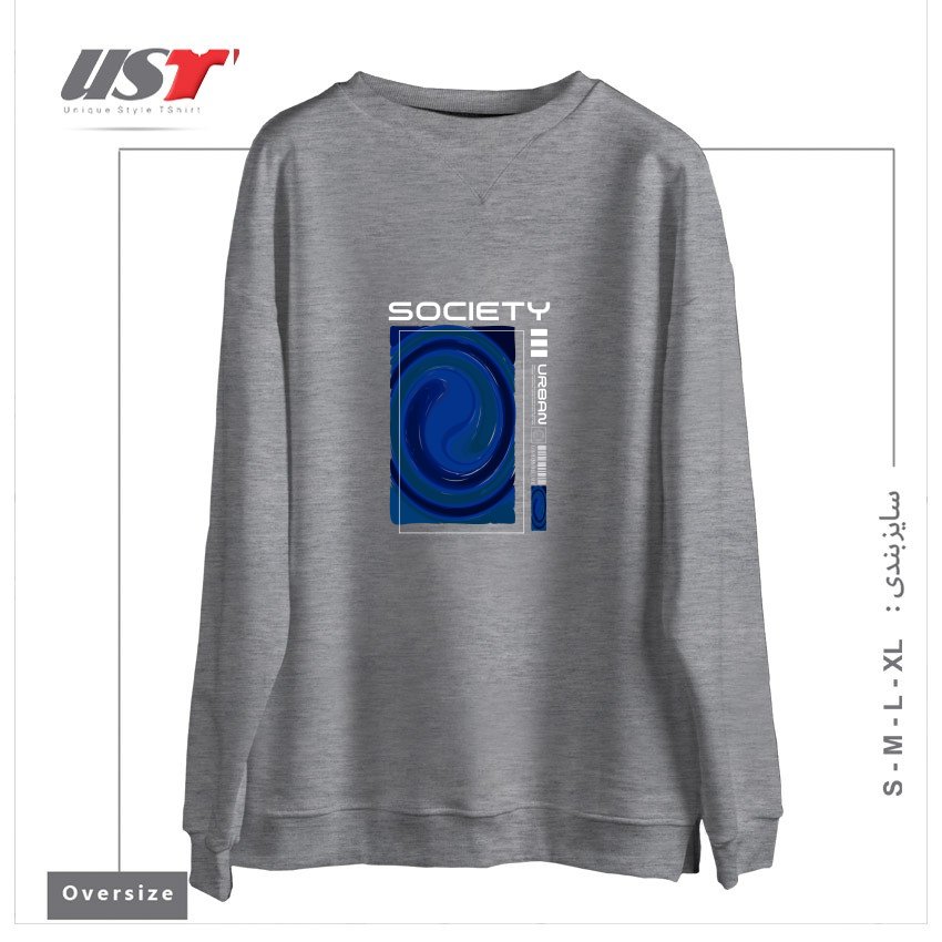 طرح typography 17 سوییشرت اورسایزرنگ طوسی ملانژ