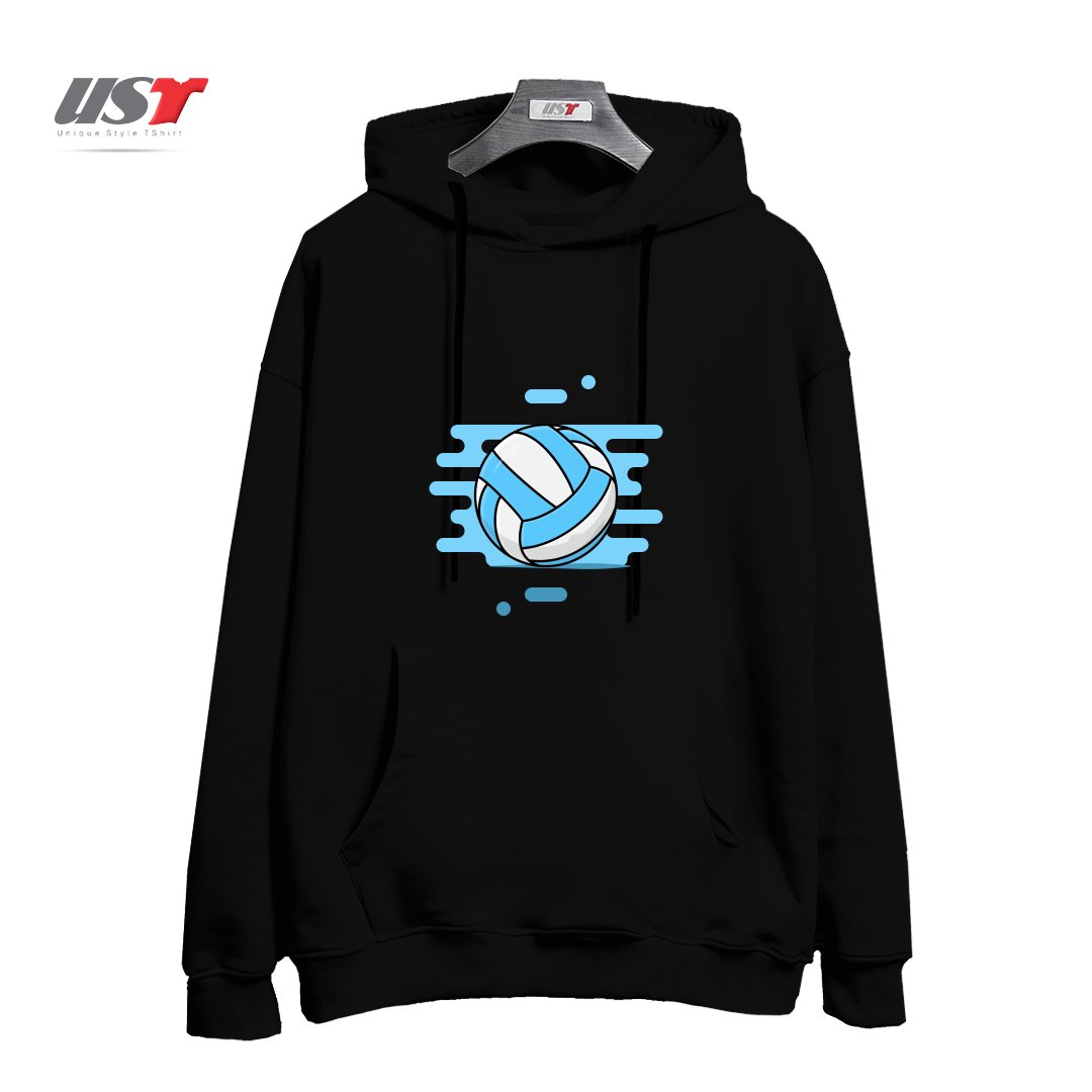 طرح VOLLEYBALL BALL هودی اورسایزرنگ مشکی