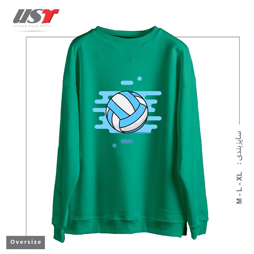 طرح VOLLEYBALL BALL سوییشرت اورسایزرنگ سبز سدری