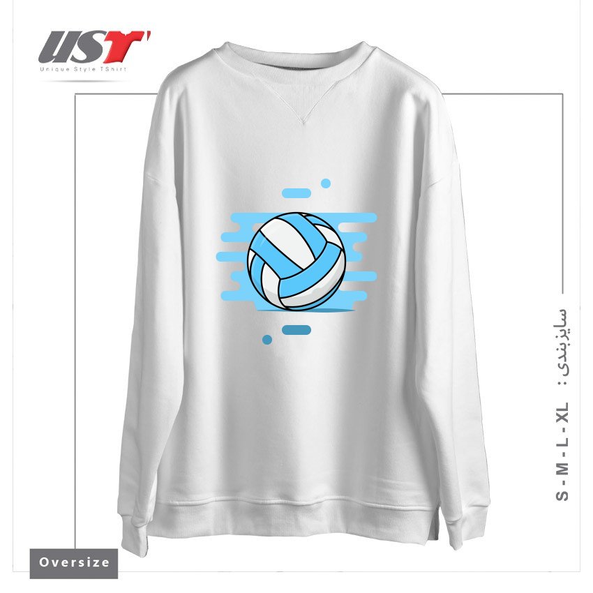 طرح VOLLEYBALL BALL سوییشرت اورسایزرنگ سفید